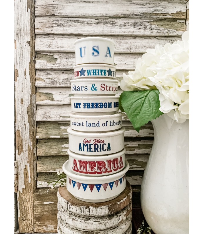 Antique English- Ironstone risers w/ Patriotic transfers, Build Your Own Stack - LTD
